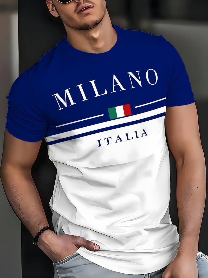 Cross border Paris letter printed men's T-shirt trendy short sleeved summer hot selling round neck top sports casual short sleeved shirt Style_1 S