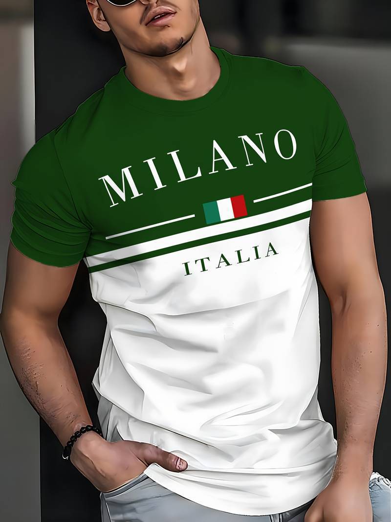 Cross border Paris letter printed men's T-shirt trendy short sleeved summer hot selling round neck top sports casual short sleeved shirt Style_1 S