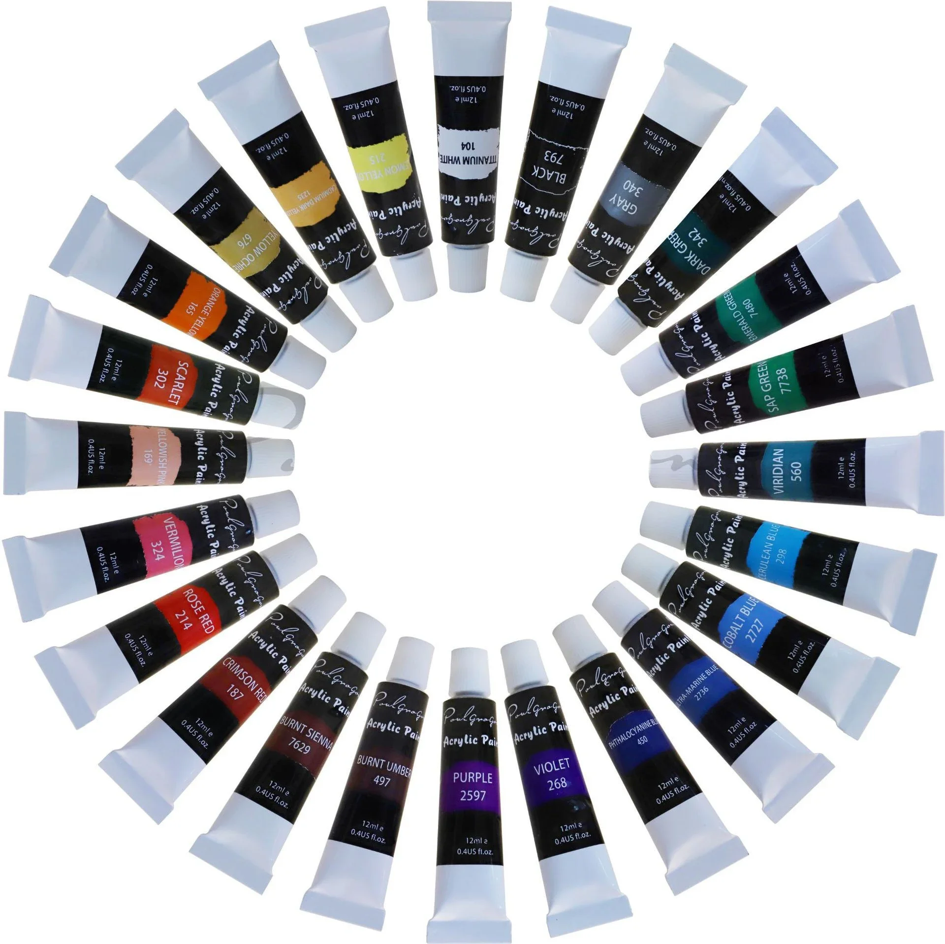 24 Colors Acrylic Paint Set 12ml Non Toxic Vibrant Paint Tubes with 10 Artist Brushes and Mixing Palette Easy Mixing Professional DIY Craft Drawing Supplies for Artists and Beginners