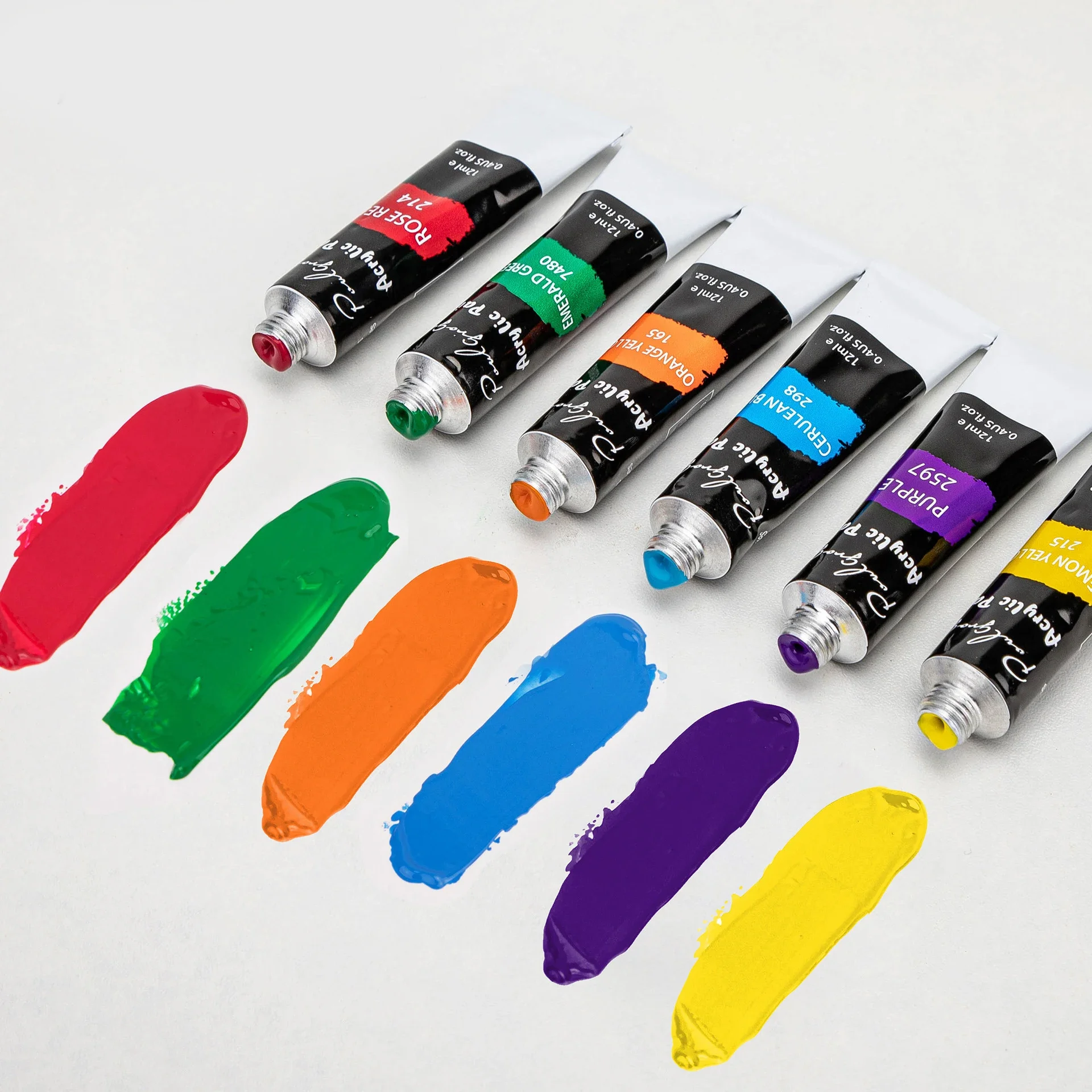 24 Colors Acrylic Paint Set 12ml Non Toxic Vibrant Paint Tubes with 10 Artist Brushes and Mixing Palette Easy Mixing Professional DIY Craft Drawing Supplies for Artists and Beginners