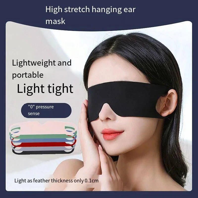 Zero Pressure Sleep Masks Sleeping Mask Eye Cover Lightweight Breathable Blackout Eye Mask with Ear Hook Elastic Strap Soft Comfortable Adjustable for Men Women All Sleep Positions Black Blindfold