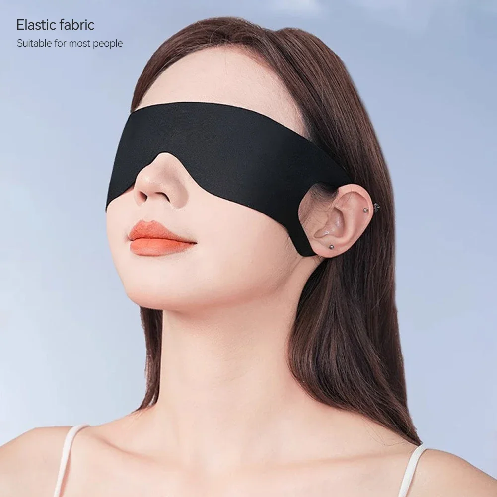Zero Pressure Sleep Masks Sleeping Mask Eye Cover Lightweight Breathable Blackout Eye Mask with Ear Hook Elastic Strap Soft Comfortable Adjustable for Men Women All Sleep Positions Black Blindfold
