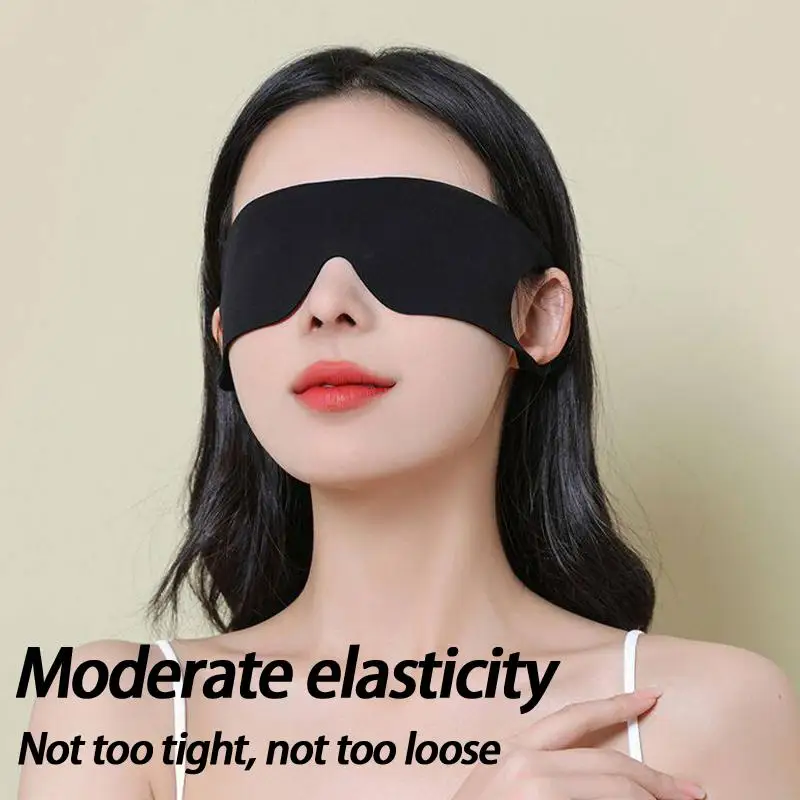 Zero Pressure Sleep Masks Sleeping Mask Eye Cover Lightweight Breathable Blackout Eye Mask with Ear Hook Elastic Strap Soft Comfortable Adjustable for Men Women All Sleep Positions Black Blindfold