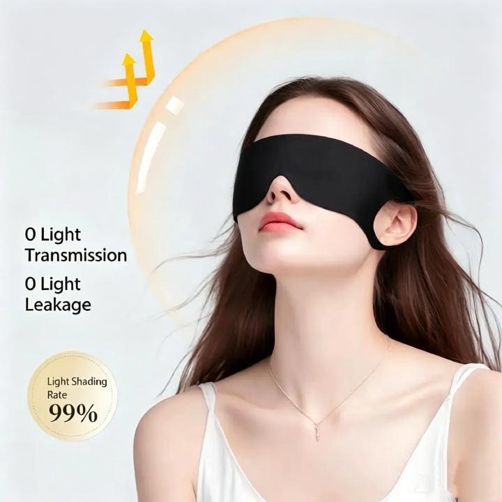 Zero Pressure Sleep Masks Sleeping Mask Eye Cover Lightweight Breathable Blackout Eye Mask with Ear Hook Elastic Strap Soft Comfortable Adjustable for Men Women All Sleep Positions Black Blindfold
