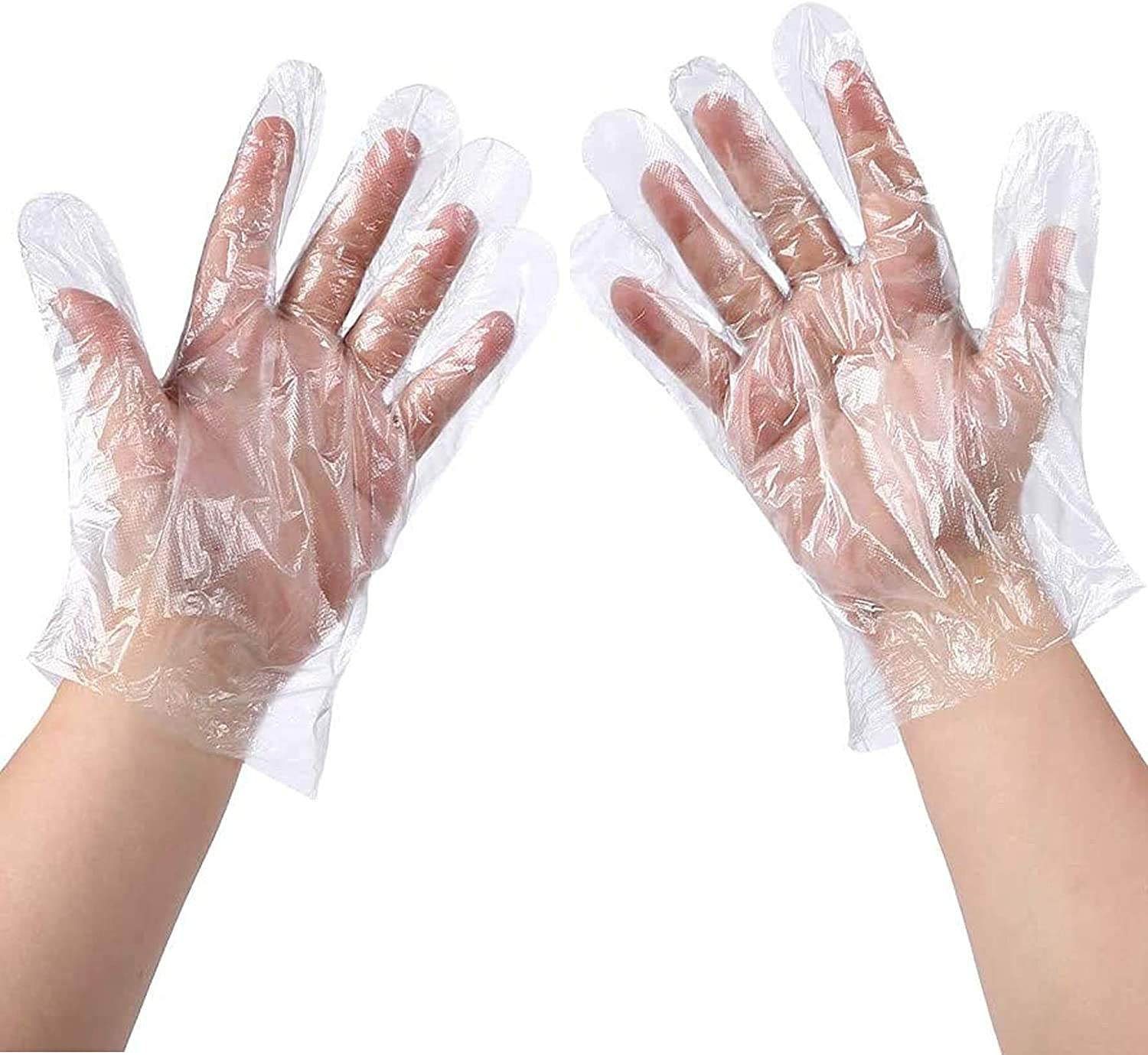 100pcs Transparent Disposable Kitchen Gloves For BBQ Eco-friendly Food Gloves One-off Gloves convenient for handling all food types,good for home,party or events use,also good for  wearing and eating.