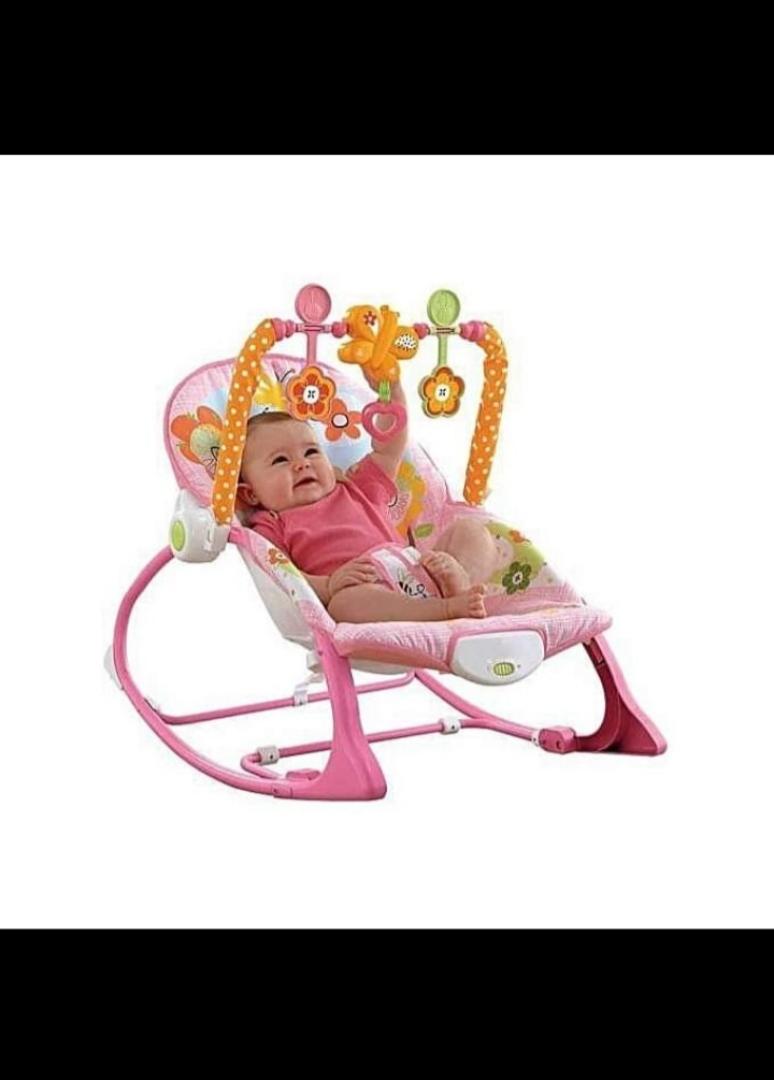 Baby Rocker Bouncer Chair with Toy Bar, Soothing Vibrating Seat, Adjustable Reclining Infant Rocking Chair for Newborns & Toddlers (Pink)