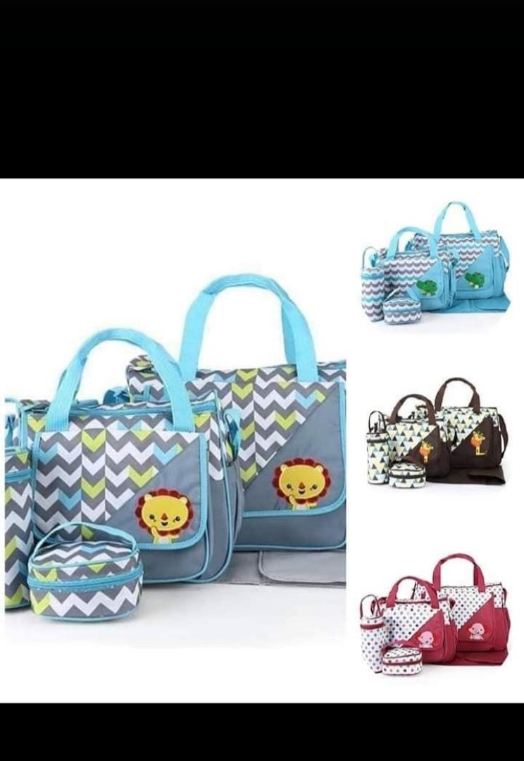 5-In-1 Multi-Function Baby Diaper Bag Set - Large Capacity Travel Tote & Changing Mat