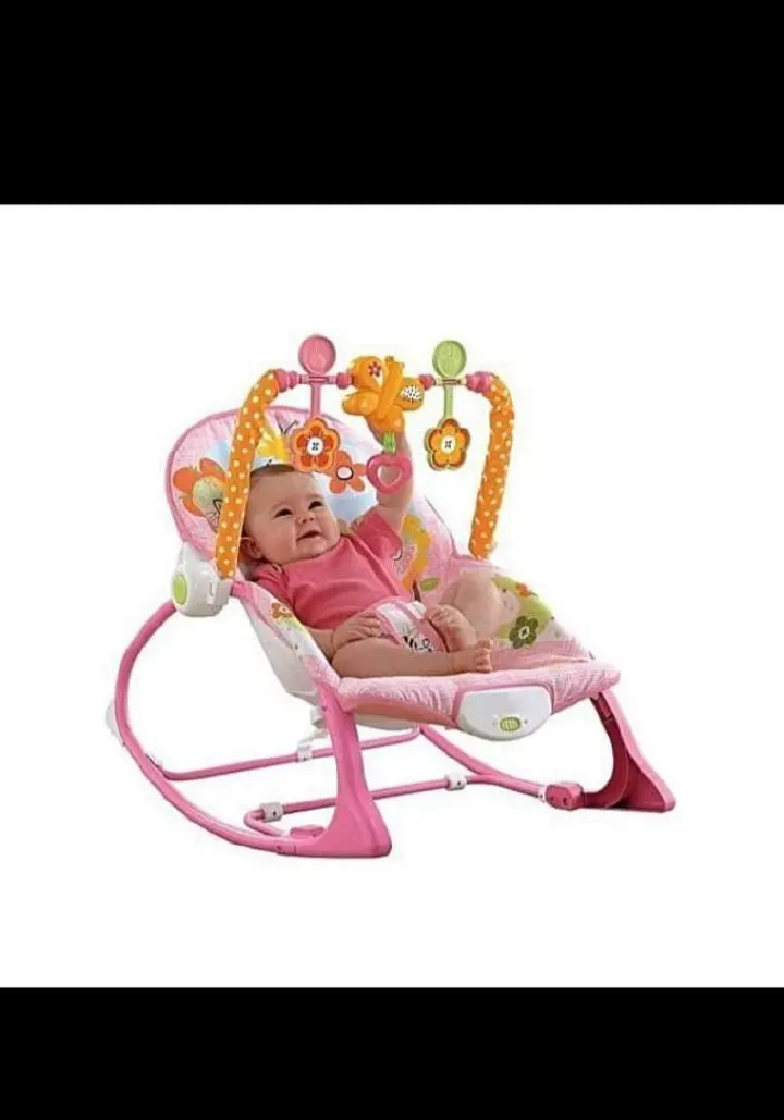 Baby Rocker Bouncer Chair with Toy Bar, Soothing Vibrating Seat, Adjustable Reclining Infant Rocking Chair for Newborns & Toddlers (Pink)