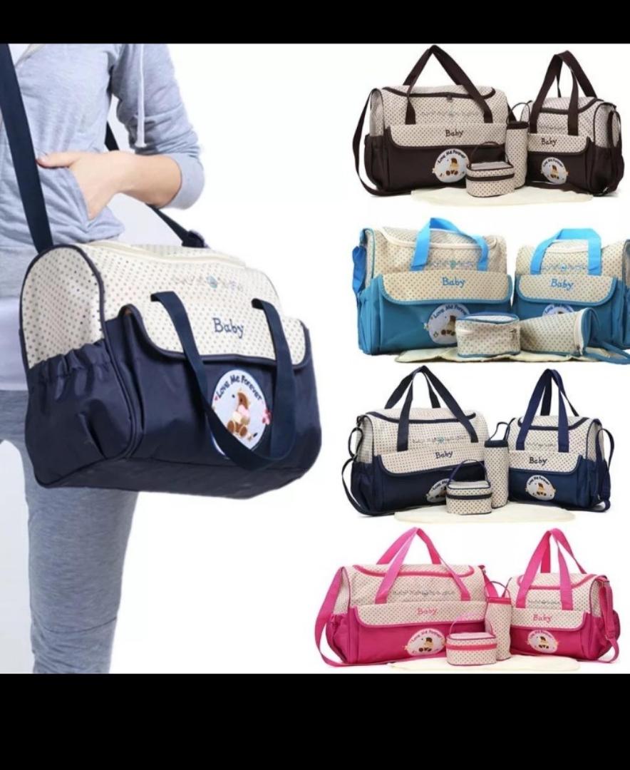 5 In 1 Waterproof Baby Diaper Bag Set - Large Capacity Multi-Function Mummy Travel Shoulder Handbag
