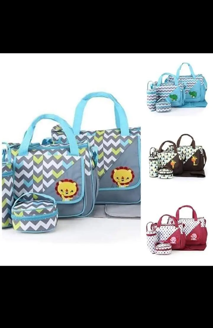 5-In-1 Multi-Function Baby Diaper Bag Set - Large Capacity Travel Tote & Changing Mat