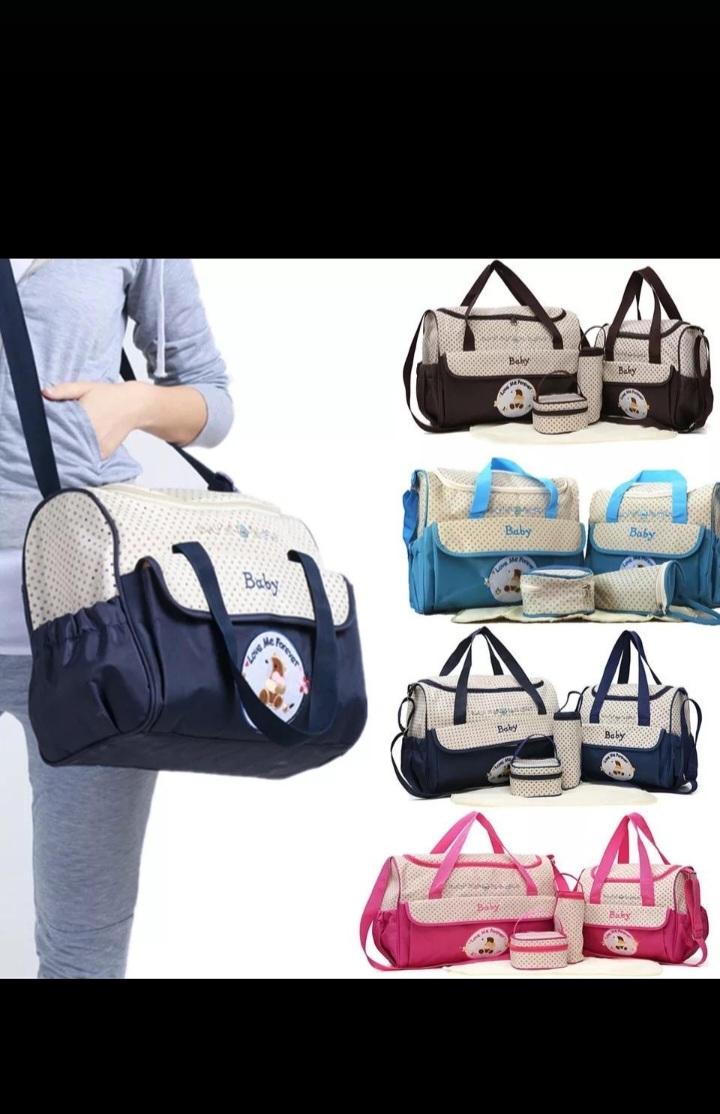 5 In 1 Waterproof Baby Diaper Bag Set - Large Capacity Multi-Function Mummy Travel Shoulder Handbag