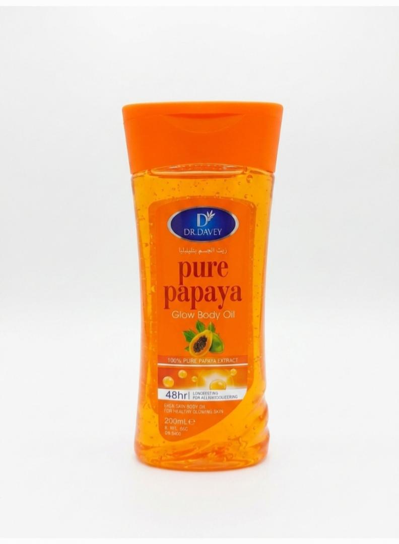 DR. DAVEY Pure Papaya Glow Body Oil - 200ml | Brightening & 48HR Hydrating Moisturizer