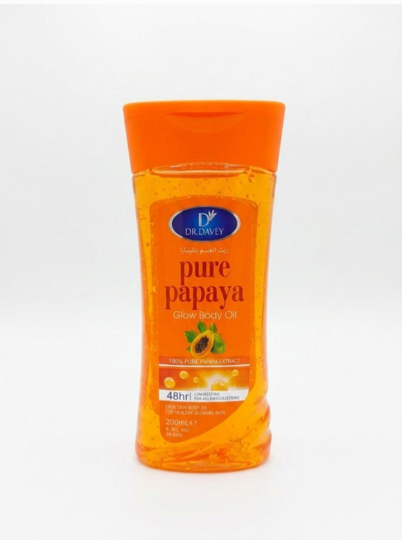 DR. DAVEY Pure Papaya Glow Body Oil - 200ml | Brightening & 48HR Hydrating Moisturizer