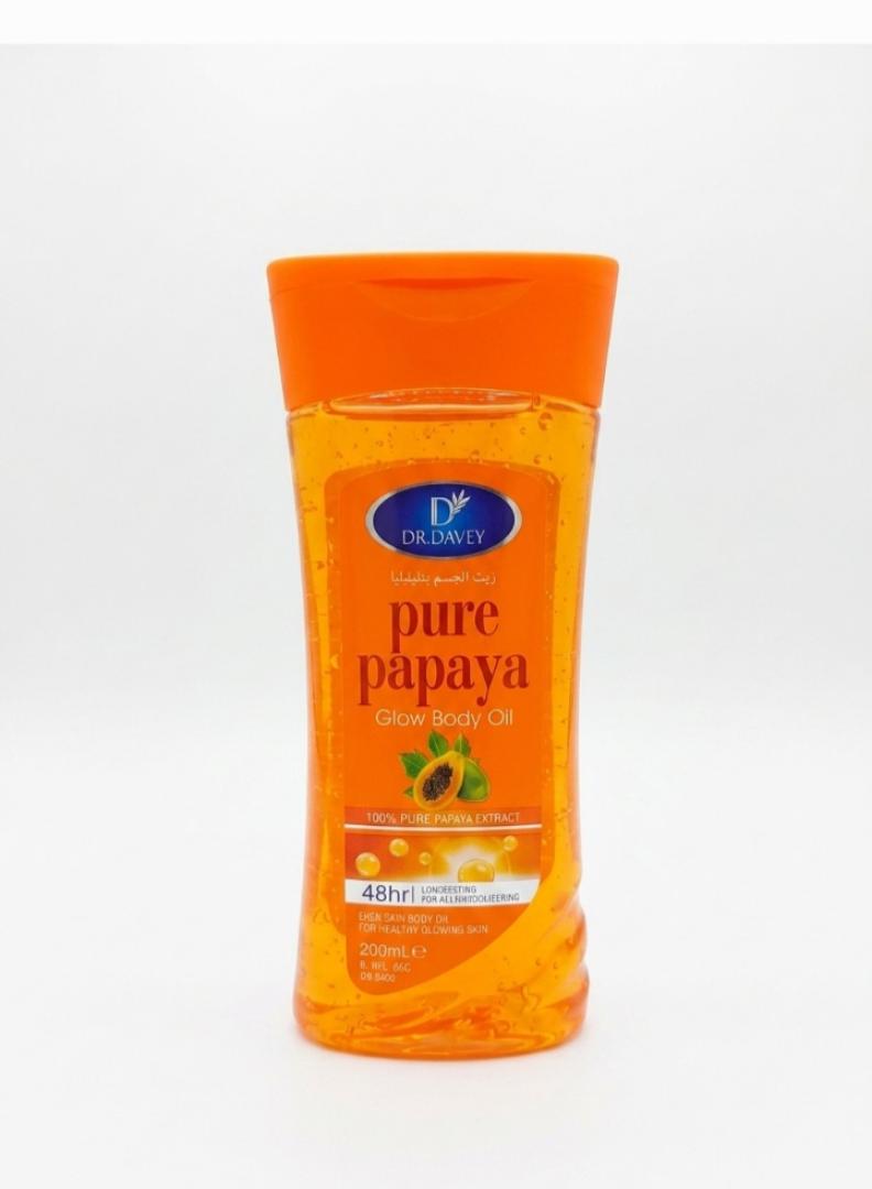 DR. DAVEY Pure Papaya Glow Body Oil - 200ml | Brightening & 48HR Hydrating Moisturizer