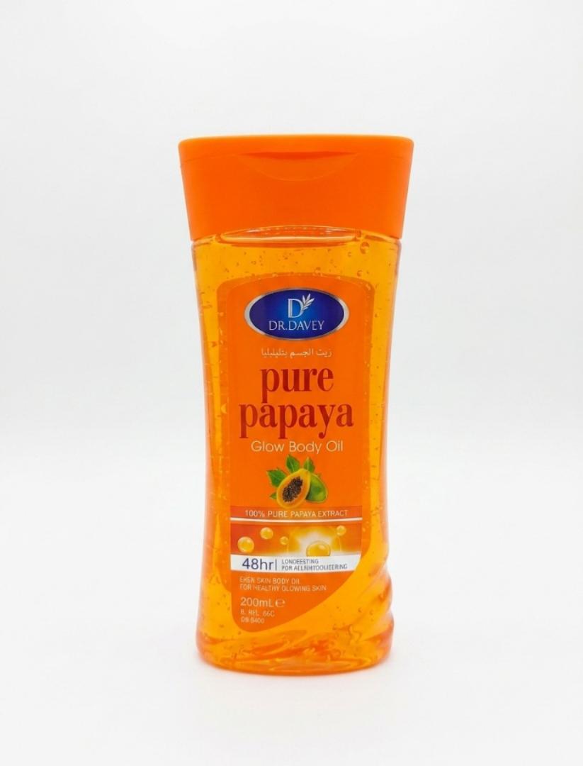 DR. DAVEY Pure Papaya Glow Body Oil - 200ml | Brightening & 48HR Hydrating Moisturizer