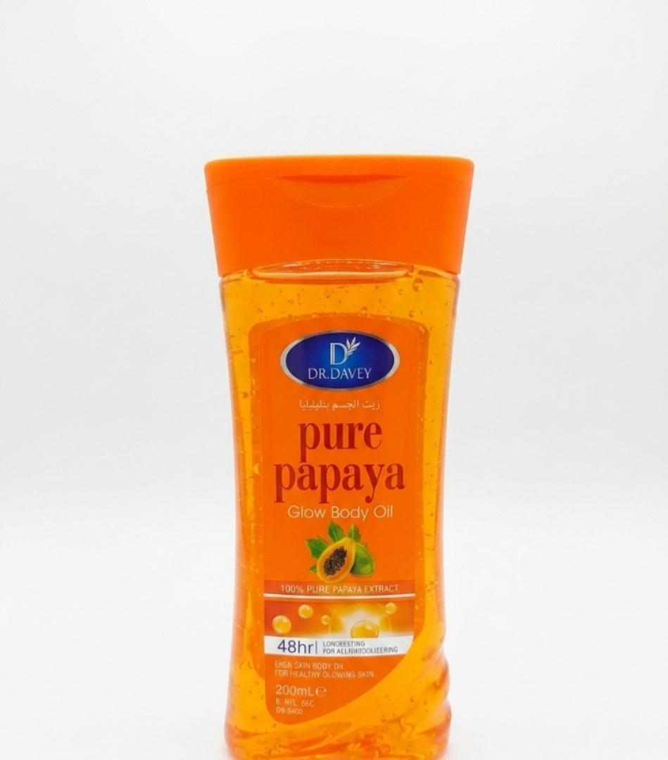 DR. DAVEY Pure Papaya Glow Body Oil - 200ml | Brightening & 48HR Hydrating Moisturizer