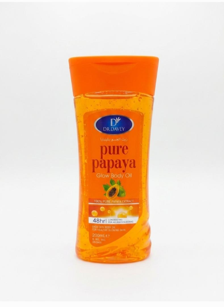 DR. DAVEY Pure Papaya Glow Body Oil - 200ml | Brightening & 48HR Hydrating Moisturizer