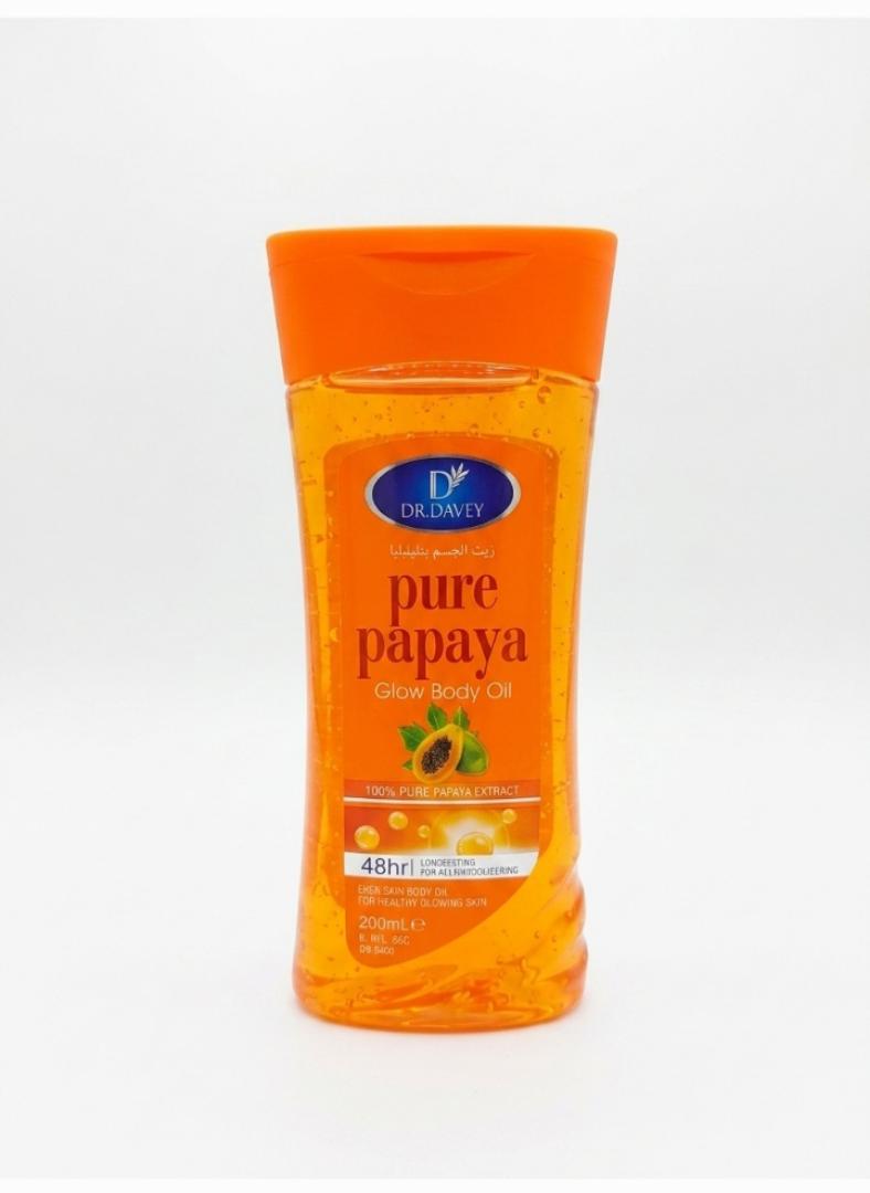 DR. DAVEY Pure Papaya Glow Body Oil - 200ml | Brightening & 48HR Hydrating Moisturizer