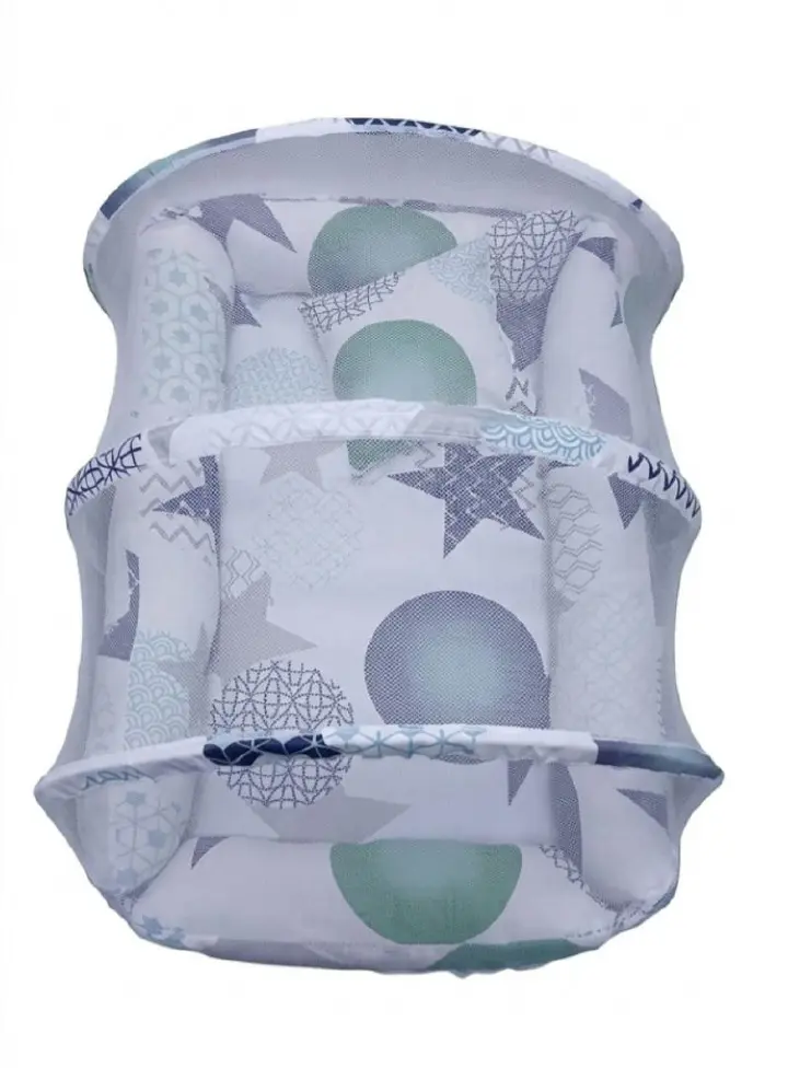 Portable Baby Nest Bed with Mosquito Net & Pillow Set – Breathable Co-Sleeping Newborn Lounger Crib (Stars & Pattern Print)