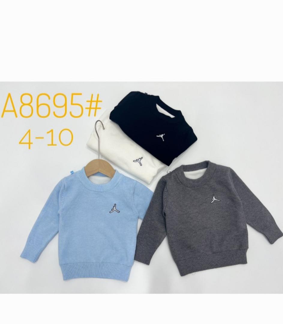 Kids Casual Crewneck Sweater - Unisex Boys & Girls Long Sleeve Knitwear Jumper (Ages 4-10 Yrs) - Light Blue, Grey, Black, White