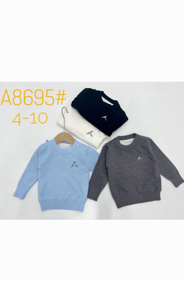 Kids Casual Crewneck Sweater - Unisex Boys & Girls Long Sleeve Knitwear Jumper (Ages 4-10 Yrs) - Light Blue, Grey, Black, White