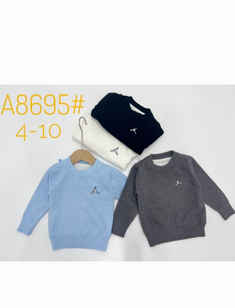 Kids Casual Crewneck Sweater - Unisex Boys & Girls Long Sleeve Knitwear Jumper (Ages 4-10 Yrs) - Light Blue, Grey, Black, White