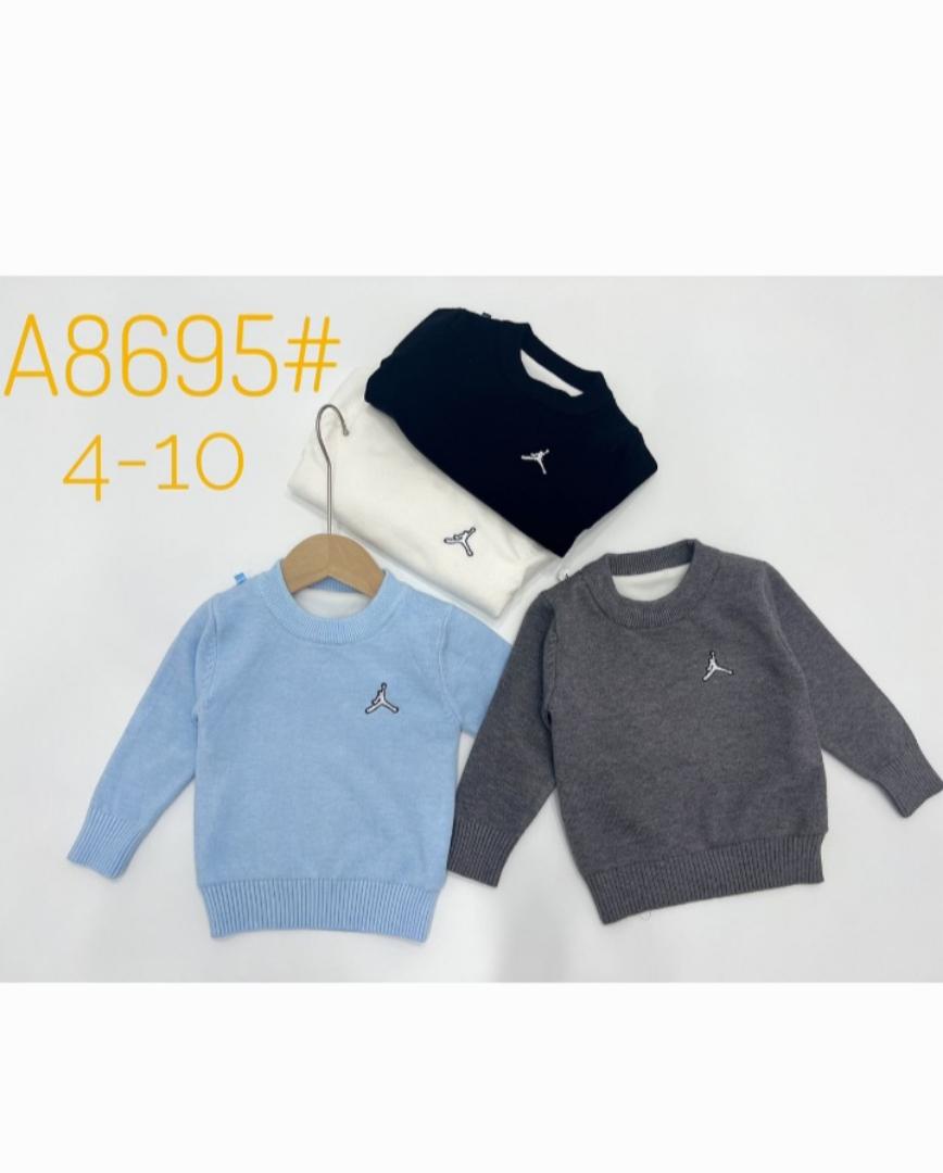 Kids Casual Crewneck Sweater - Unisex Boys & Girls Long Sleeve Knitwear Jumper (Ages 4-10 Yrs) - Light Blue, Grey, Black, White