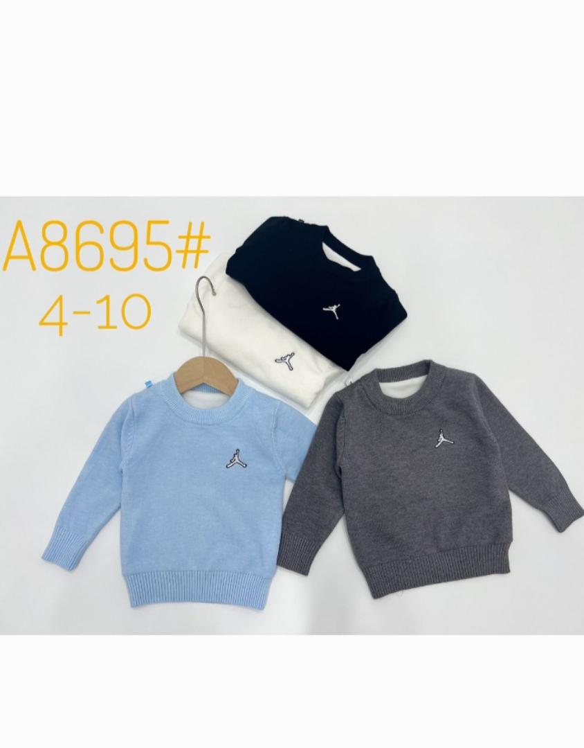 Kids Casual Crewneck Sweater - Unisex Boys & Girls Long Sleeve Knitwear Jumper (Ages 4-10 Yrs) - Light Blue, Grey, Black, White