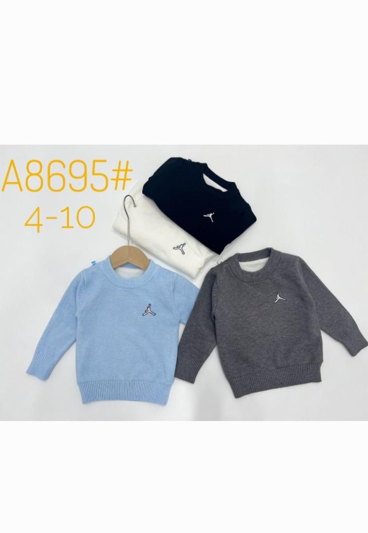 Kids Casual Crewneck Sweater - Unisex Boys & Girls Long Sleeve Knitwear Jumper (Ages 4-10 Yrs) - Light Blue, Grey, Black, White