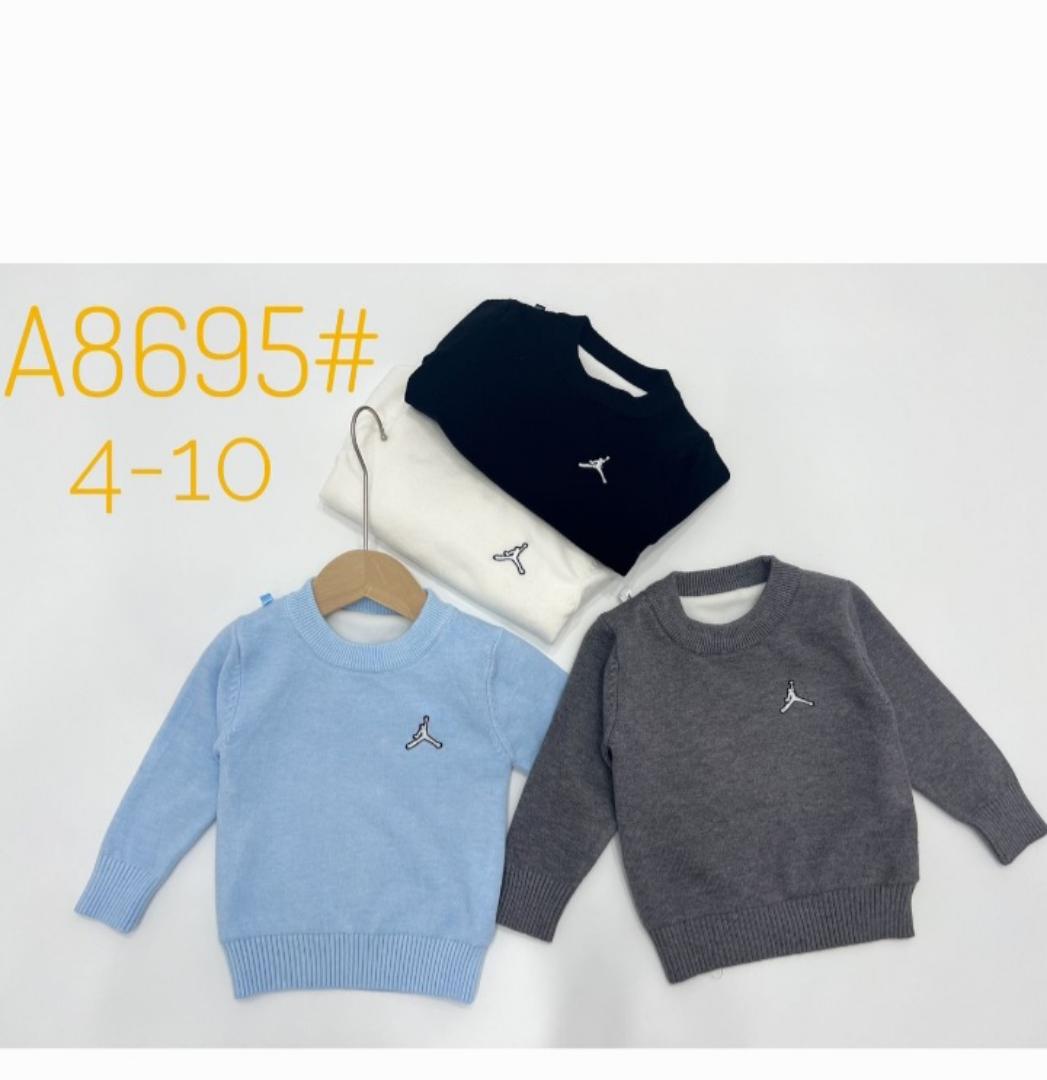 Kids Casual Crewneck Sweater - Unisex Boys & Girls Long Sleeve Knitwear Jumper (Ages 4-10 Yrs) - Light Blue, Grey, Black, White