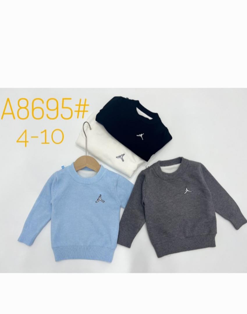 Kids Casual Crewneck Sweater - Unisex Boys & Girls Long Sleeve Knitwear Jumper (Ages 4-10 Yrs) - Light Blue, Grey, Black, White