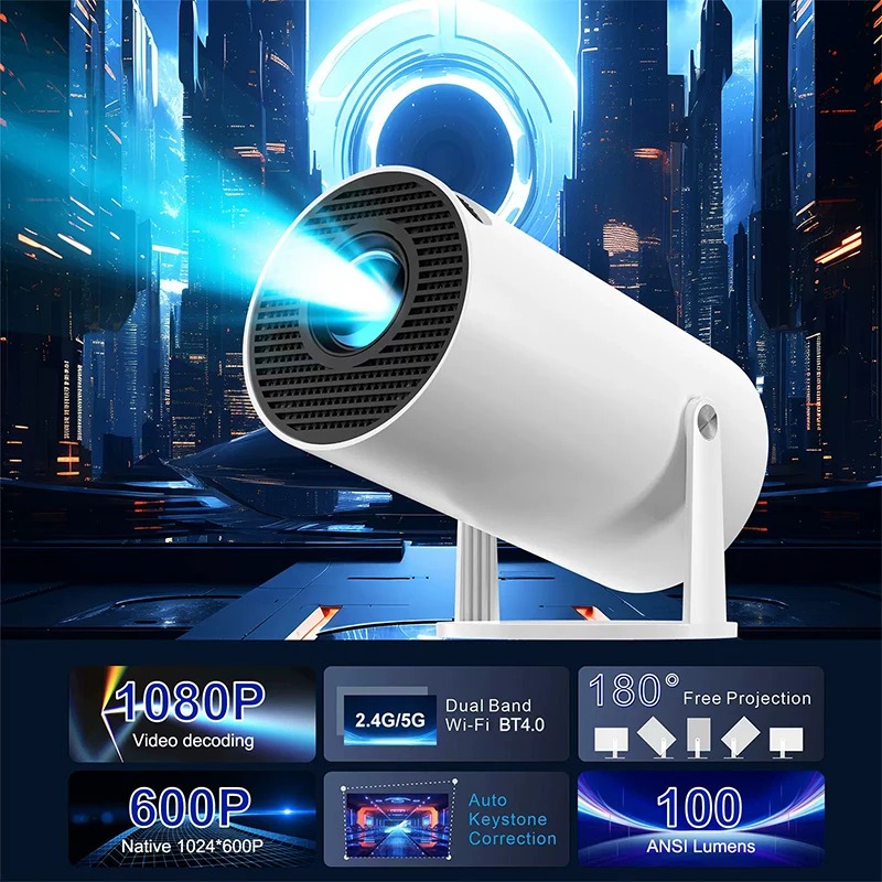 【Savannah Mart】rojector HY300 Android 11 Wifi6 110ANSI Allwinner RK3326 BT5 1080P 1280_600P Portable projector Home Cinema Outdoor Projetor