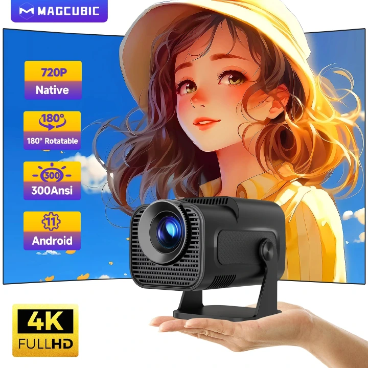 【Savannah Mart】HY320 Mini Newly Native 720P Android 11 4K Projector 300ANSI Wifi6 BT5.0 Cinema Outdoor Portable 180° Rotable Projector - AliExpress