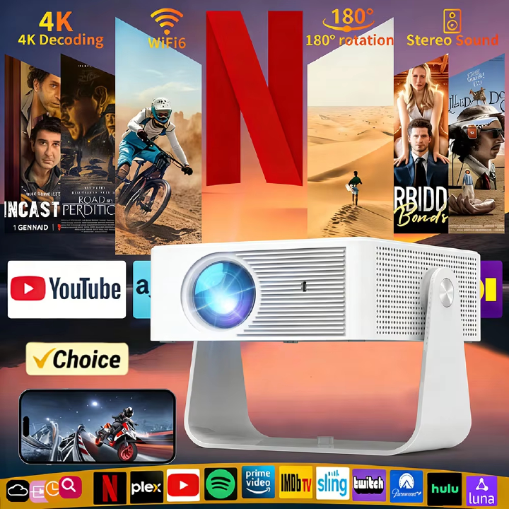 【Savannah Mart】New X3 Native 720P Projector With 4K Decoding & 2.4G 5G WiFi6 BT Home HD YOUTUBE NETFLIX Android portable intelligent projector