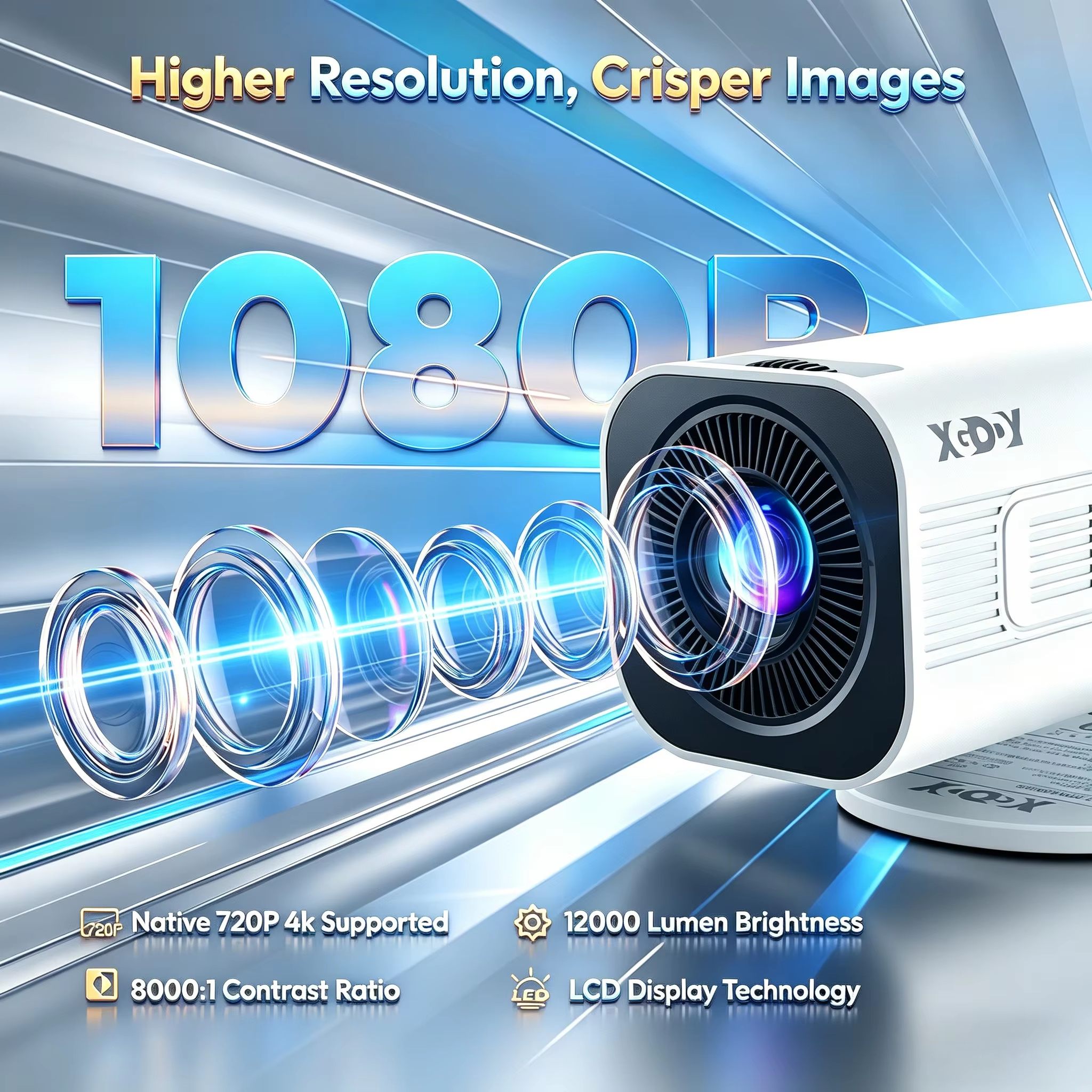 【Savannah Mart】P330  4K 1080p LED Projector with 12000 Lumen Brightness, WiFi 6 Bluetooth 5.0 Portable Home Theater System for entertainment