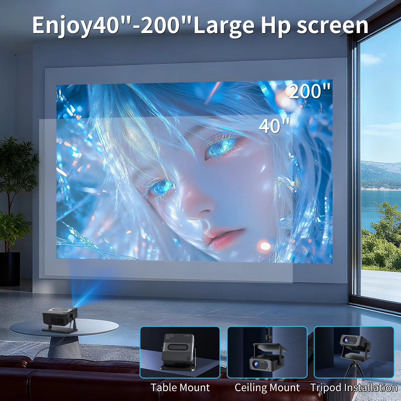 【Savannah Mart】HA109 Projector 4K Android 11 720P Projectors Wifi5 200" Portable Projector Bt5.4 1280*720P Home Cinema Outdoor Projetor