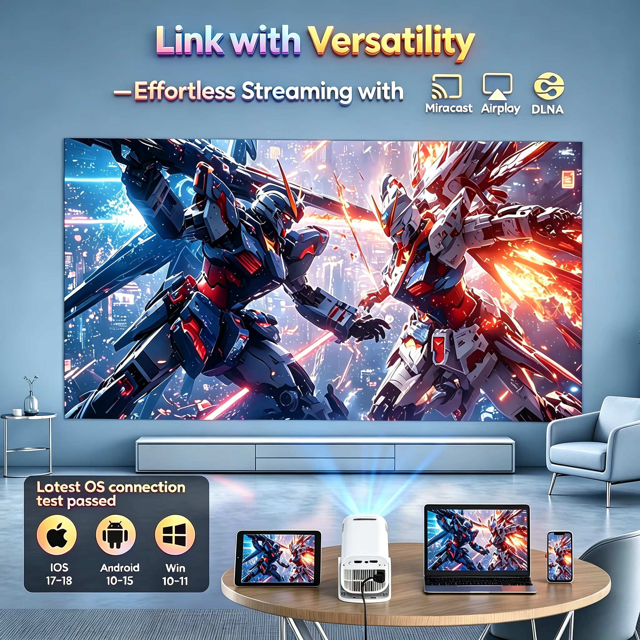 【Savannah Mart】P330  4K 1080p LED Projector with 12000 Lumen Brightness, WiFi 6 Bluetooth 5.0 Portable Home Theater System for entertainment
