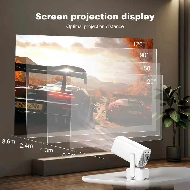 【Savannah Mart】HY800 Smart Projector HY800 Mini Projector 4K Android 13 720P 390 ANSI Lumens Dual Wi-Fi 6 BT 5.0 1920*720P Cinema Portable Projector