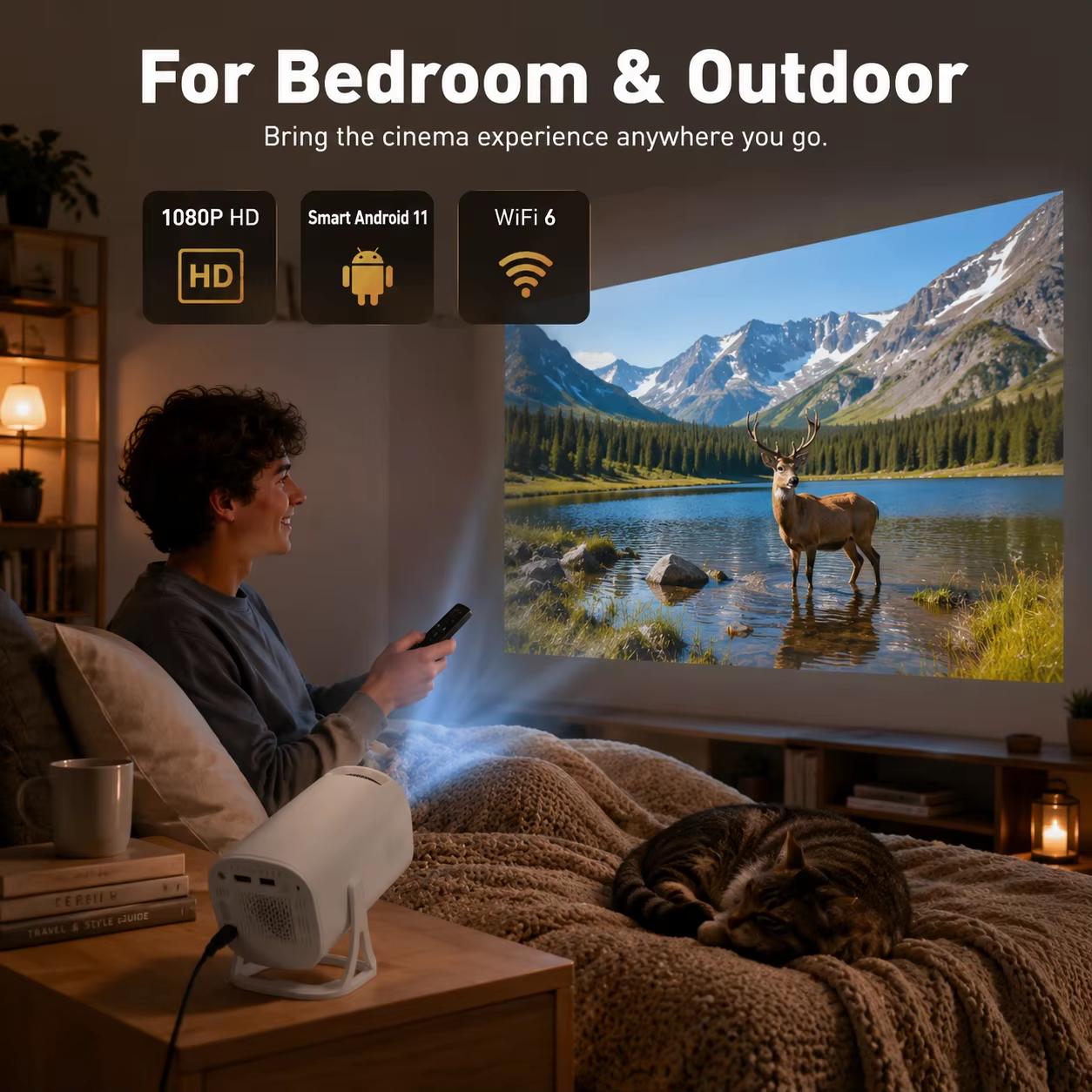 【Savannah Mart】bestseller S40 native 4K HDMI Android projector, dual WiFi Bluetooth vertical portable LED smart home theater low noise