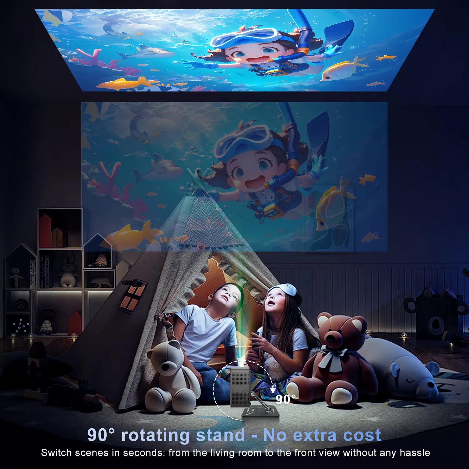 【Savannah Mart】P60PRO Salange New Smart Projector Android 14 5G Wifi6 Bluetooth Mini Beamer Home Cinema Theater Outdoor TV 4K Movie Portable Projector