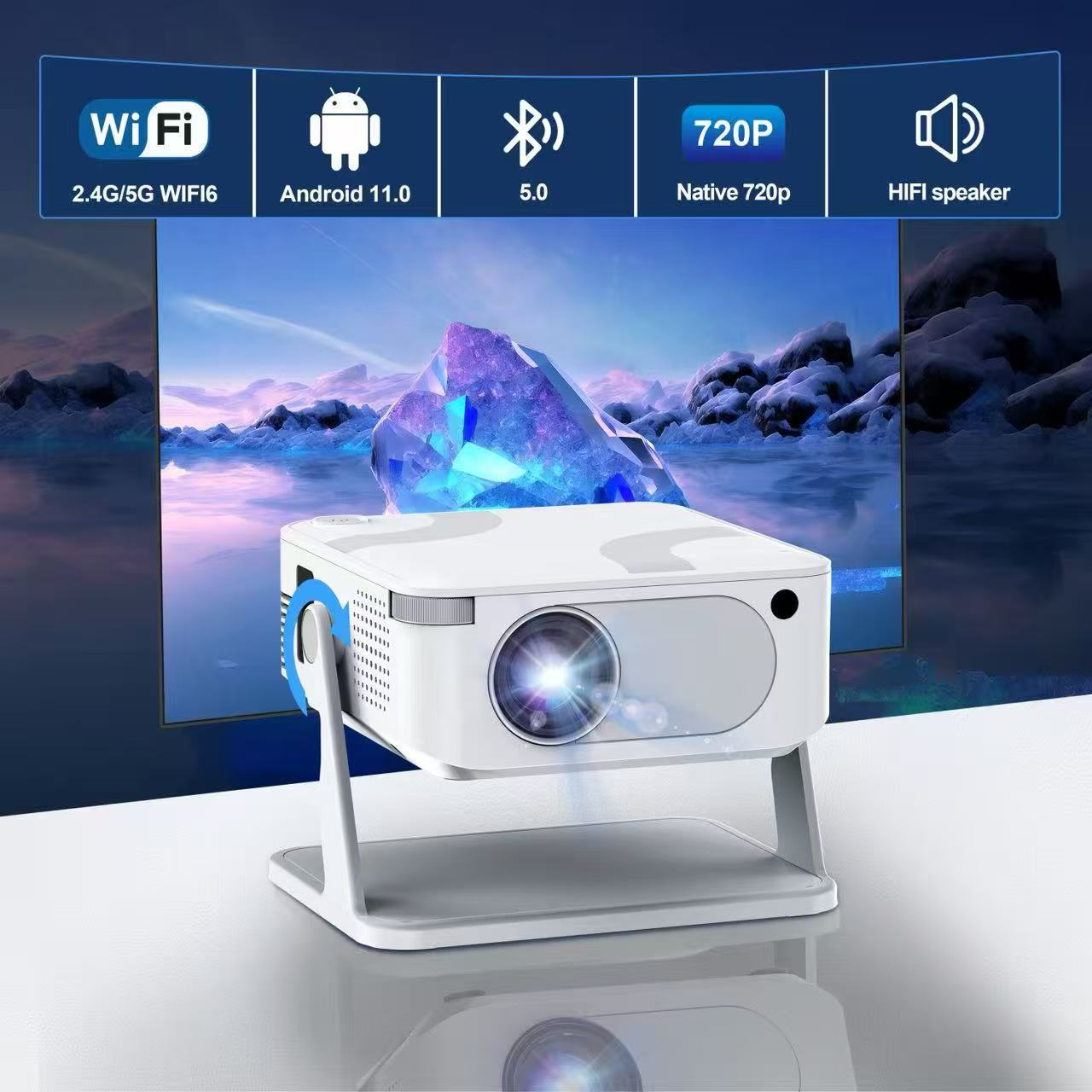 【Savannah Mart】HA109 Projector 4K Android 11 720P Projectors Wifi5 200" Portable Projector Bt5.4 1280*720P Home Cinema Outdoor Projetor
