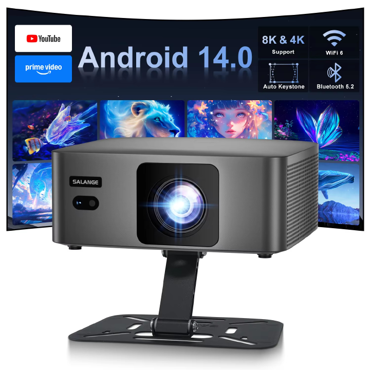 【Savannah Mart】P60PRO Salange New Smart Projector Android 14 5G Wifi6 Bluetooth Mini Beamer Home Cinema Theater Outdoor TV 4K Movie Portable Projector