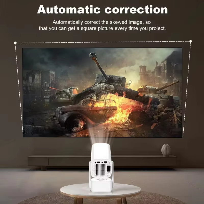 【Savannah Mart】HY800 Smart Projector HY800 Mini Projector 4K Android 13 720P 390 ANSI Lumens Dual Wi-Fi 6 BT 5.0 1920*720P Cinema Portable Projector