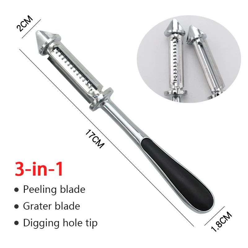 5-in-1 Peeler Fruits Vegetables Grater Two-sided Zinc Alloy Potato Paring Knife Multi Functional Stainless Steel Kitchen Tools