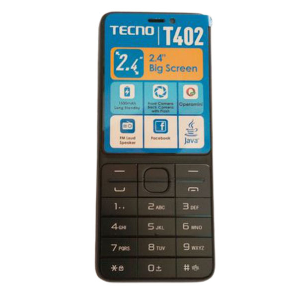LIMITED DISCOUNT !!!!!BRAND NEW Tecno T402 FEATURE PHONE ,Display: 2.4″ TFT Screen ,Memory: 4MB RAM + 4MB ROM Wireless FM, Loud Speaker, Triple SIM & FM Radio_BLACK