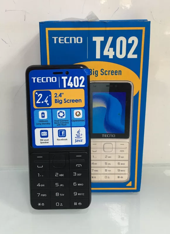 LIMITED DISCOUNT !!!!!BRAND NEW Tecno T402 FEATURE PHONE ,Display: 2.4″ TFT Screen ,Memory: 4MB RAM + 4MB ROM Wireless FM, Loud Speaker, Triple SIM & FM Radio_BLACK