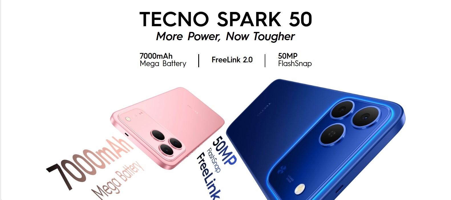 TECNO SPARK 50 128GB+4GB 6.78" 120Hz Phone Dynamic Port 50MP Dual Speaker 6700mAh 18W Type-C Dual SIM 4G Side Fingerprint Smart AI Phones