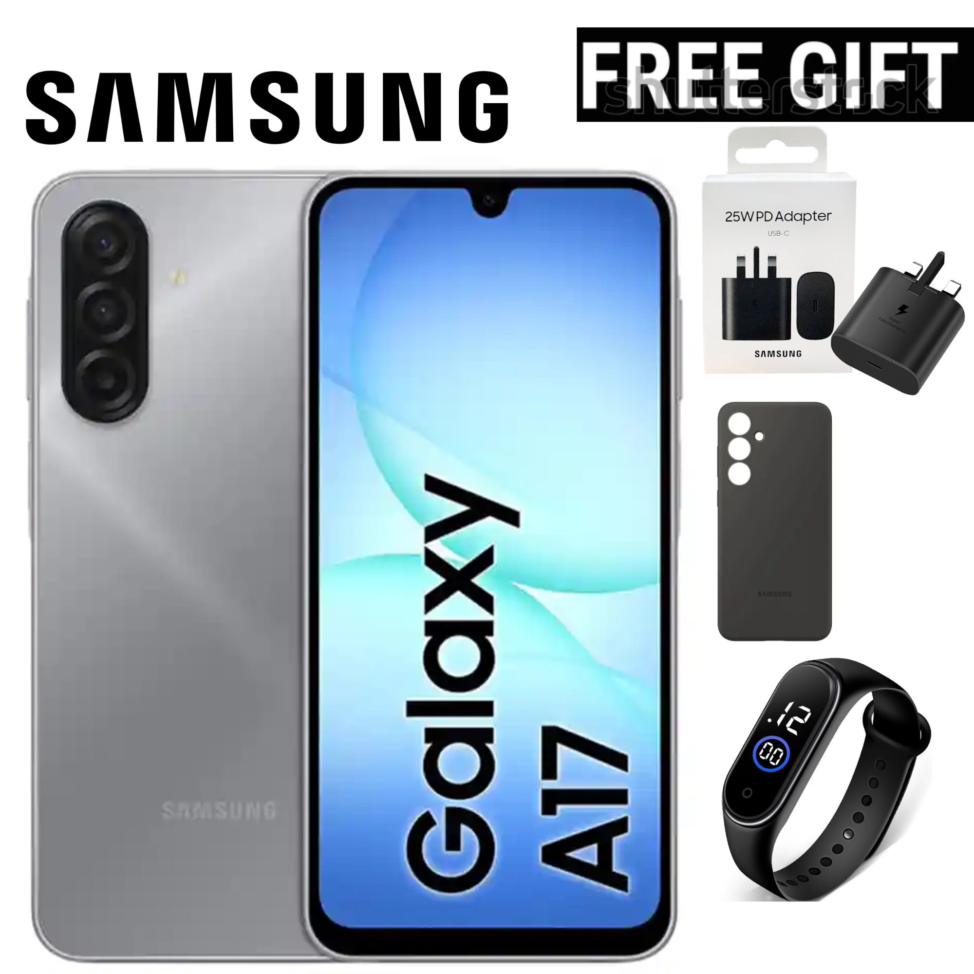 New Arrival Samsung Galaxy A17 128GB+6GB 6.7" Super AMOLED Display 50MP Triple Camera Android 15 Mediatek Helio G99 5000mAh 25W Type-C Charge AI Smart Phones phone