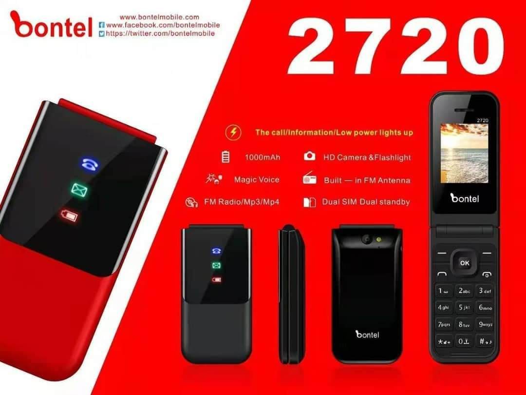 LIMITED DISCOUNT🔥🔥💃🏻💃🏻 !!!BRAND NEW BONTEL 2720 1.77" DISPLAY FLIP PHONE DUAL(TWO) SIM CARD SLOT MP3,MP4,FM RADIO FLASH TORCH BATTERY 1000MAH FEATURE PHONE