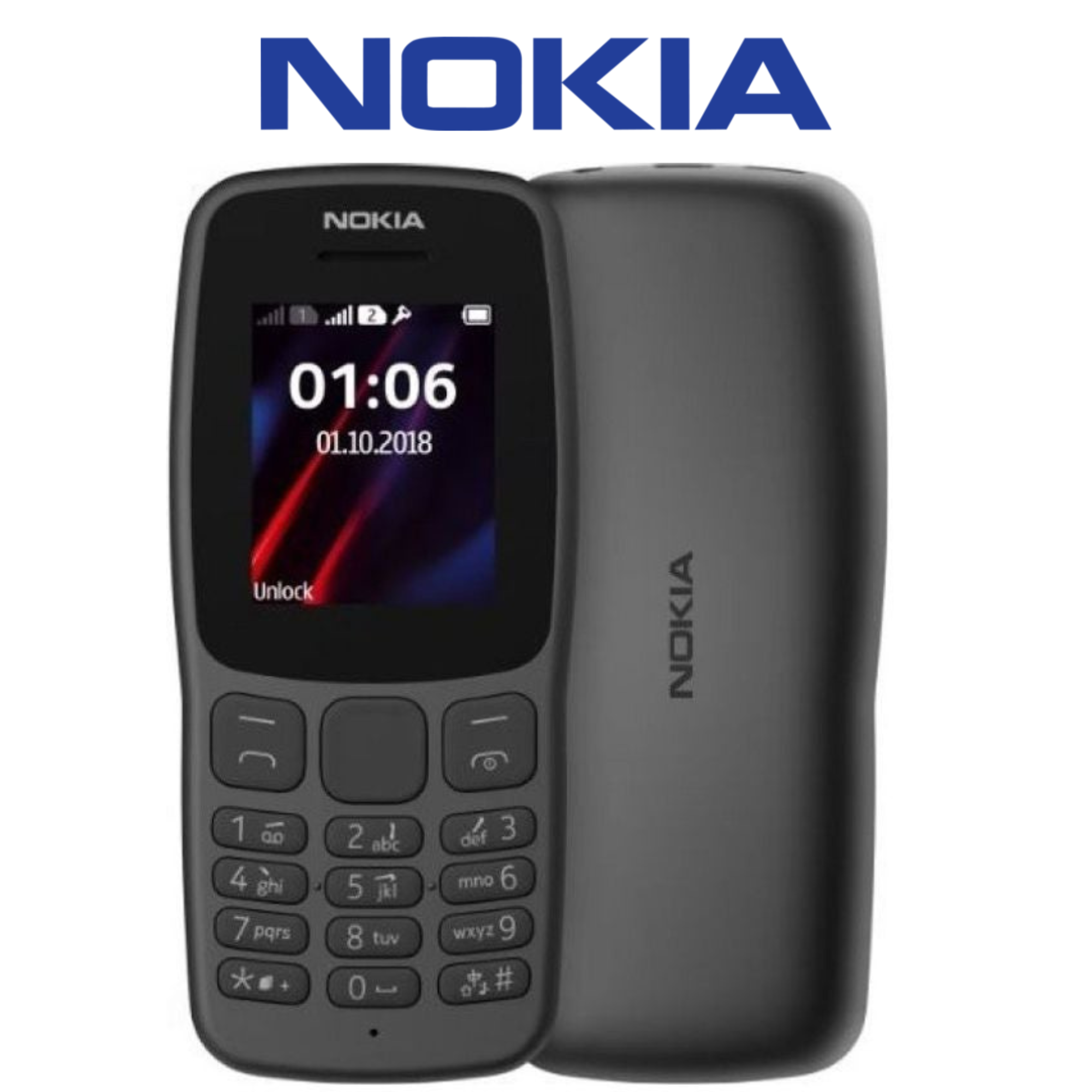 LIMITED DISCOUNT !!!BRAND NEW Nokia 106 4G !!!,4MB RAM Expandable to 32GB WITH MicroSD, 1.8" Dual SIM Cards, 800 MAhBattery with FM Radio and Micro USB, Kabambe _ BLACK & FREE GIFT STRAP WATCH.